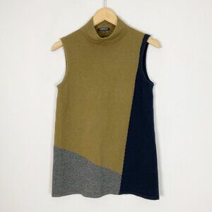 Lafayette 148 New York Colorblock Sleeveless Sweater - Olive, Navy, Gray